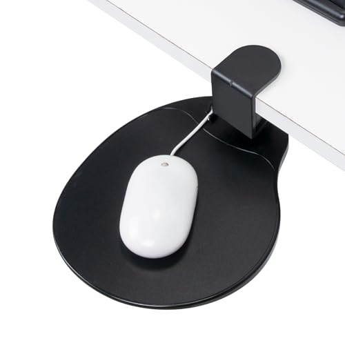 EHO Clamp-On Under Desk Mouse Tray, 360° Swivel Ergonomic Platform with Cable Organizer, Smooth Glide Surface for Gaming or Office, Fits Desks 0.5"-1.5" Thick, Tool-Free Install, TAA-Compliant - Image 1