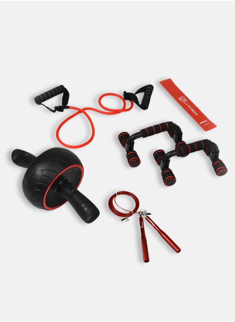 KANGAROO - Set of 6 pieces abdominal exercise equipment including push-up stand, upgraded wheel, mini mat and jump rope - Image 1