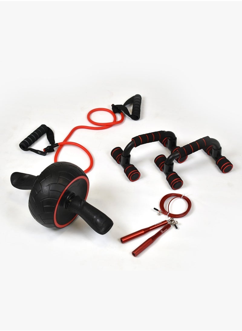 KANGAROO - Set of 6 pieces abdominal exercise equipment including push-up stand, upgraded wheel, mini mat and jump rope - Image 1