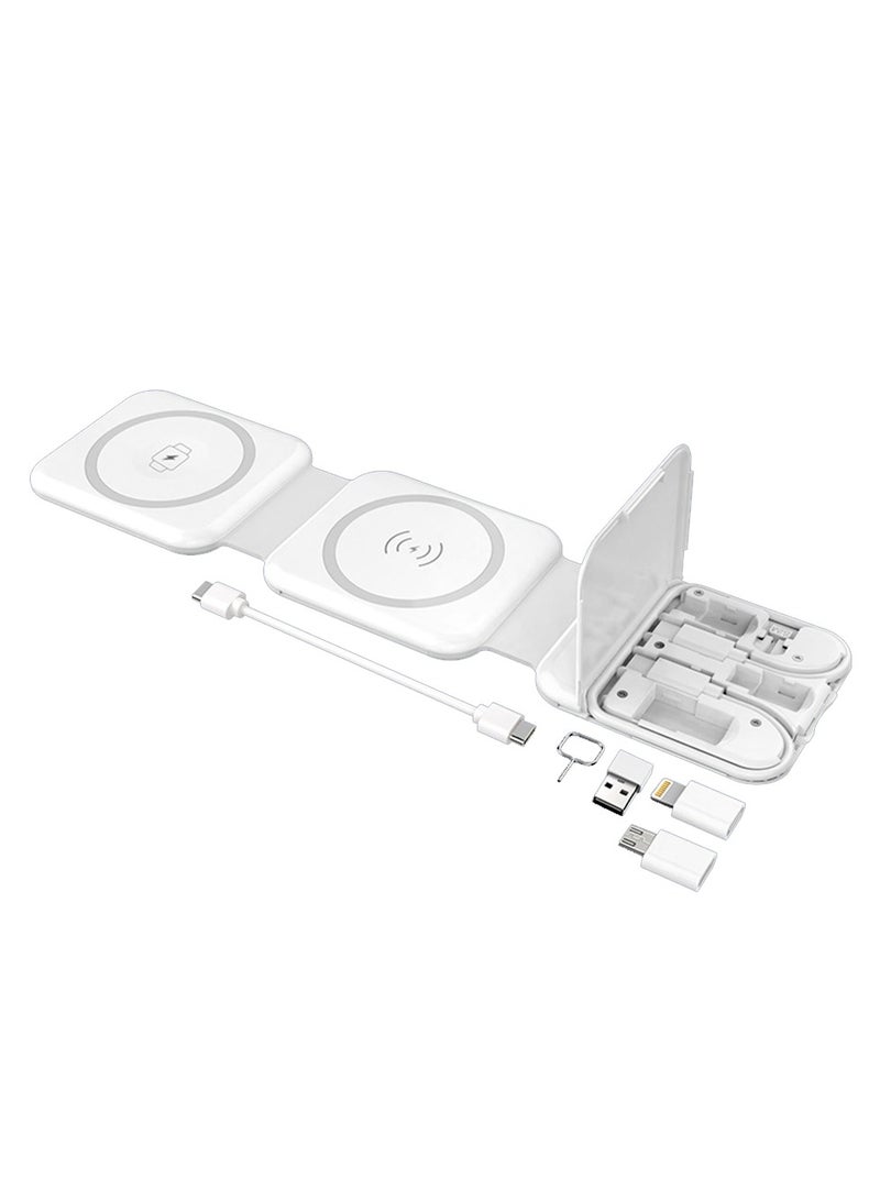 Youque Multifunctional 10 in 1 Magsafe Wireless ChargerCable Tooling for Mobile Phone\Apple Watch\earphone Fast Charging Dock Station White  - Image 1