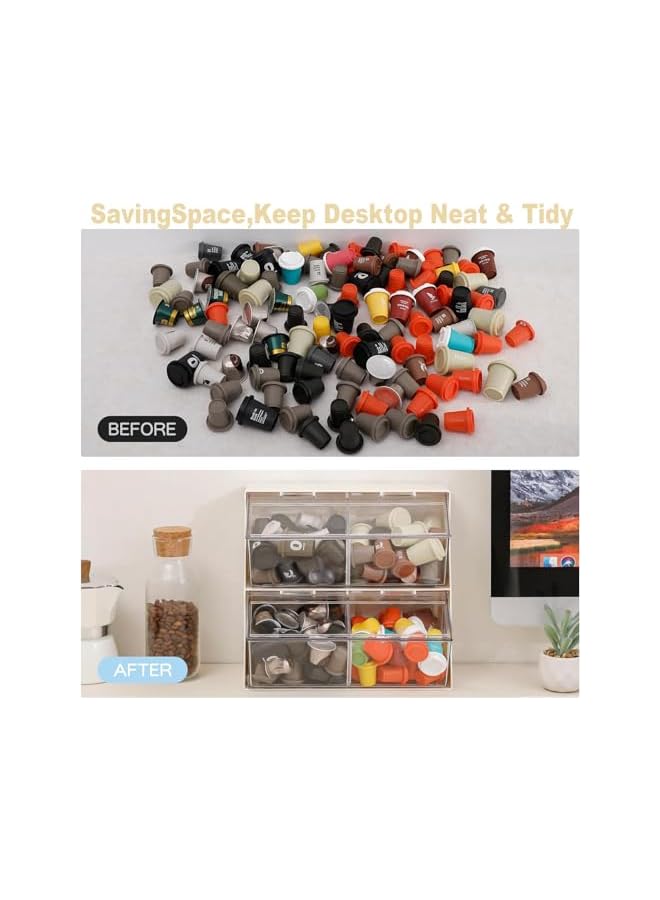 Green Tiger Tea Bag Holder,Stackable Tea Bag Organizer with Lid,Coffee Pod Holder,Tea Station Organizer,Multi-Purpose Food Storage Organizer Bins for Sugar Packet,Coffee,in Kitchen,Pantry (White) - Image 2