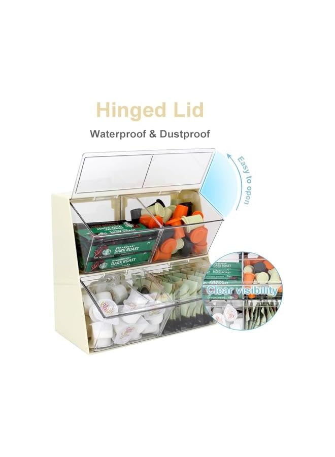 Green Tiger Tea Bag Holder,Stackable Tea Bag Organizer with Lid,Coffee Pod Holder,Tea Station Organizer,Multi-Purpose Food Storage Organizer Bins for Sugar Packet,Coffee,in Kitchen,Pantry (White) - Image 4