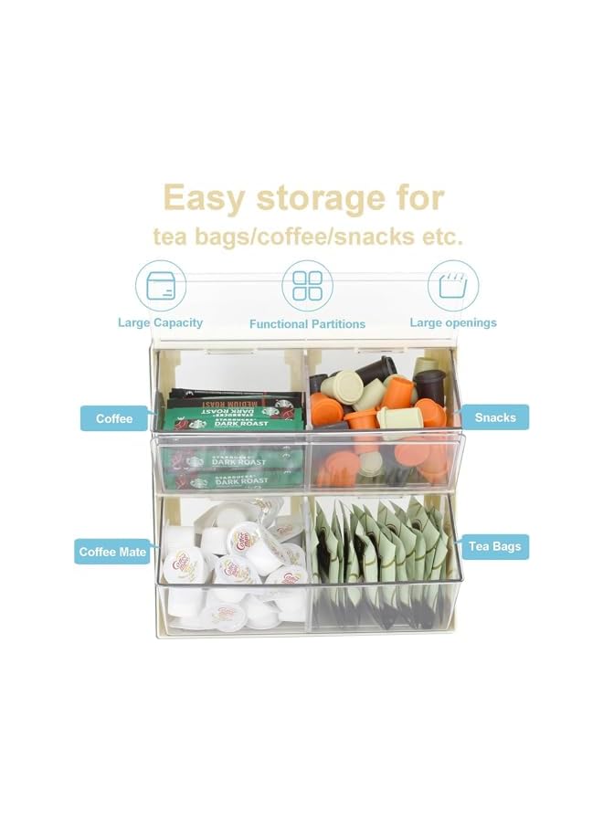 Green Tiger Tea Bag Holder,Stackable Tea Bag Organizer with Lid,Coffee Pod Holder,Tea Station Organizer,Multi-Purpose Food Storage Organizer Bins for Sugar Packet,Coffee,in Kitchen,Pantry (White) - Image 3