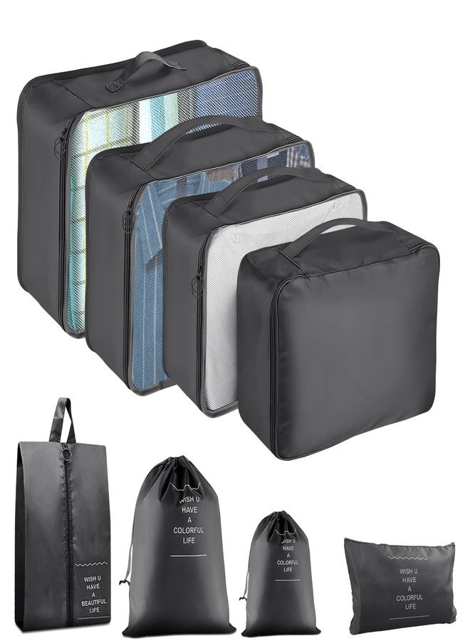 YEEYAA 9 Set Packing Cubes for Suitcase, Compression Packing Cubes for Carry on Suitcases, Luggage Organizer Packing Cubes for Travel Essentials, Large Mesh Luggage Packing Cubes for Suitcases - Image 1