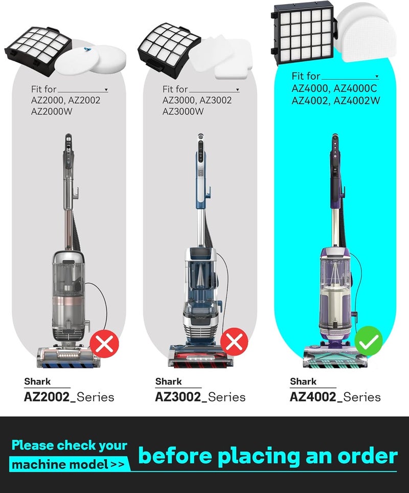 Leemone AZ4002 Replacement Accessories for Shark AZ4000 AZ4000C AZ4002 AZ4002W POWERDETECT Upright Vacuum Cleaner, 1 Brushroll, 2 Filters, 4 Foam & Felt Filters, 4 Odor Neutralizer Cartridges, 12 Pack - Image 3