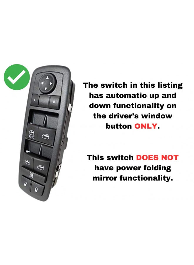 SWITCHDOCTOR SWITCHDOCTOR Window Master Switch for 2008-2012 Jeep Liberty, 2009-2010 Dodge Journey, and 2007-2011 Dodge Nitro (4602632AH, 4602632AC, Green Light)  - Image 3