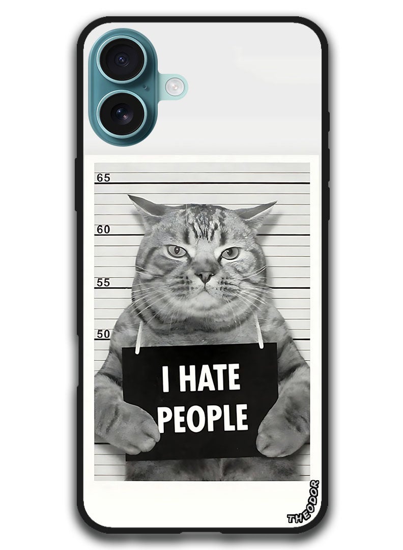 Theodor Protective Case Anti Scratch Shock Proof Bumper Cover For iPhone 16 Plus (6.7)-inch i Hate People - Image 1