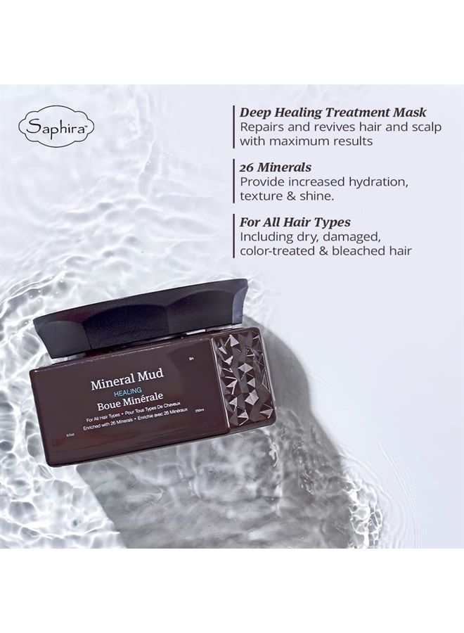 Saphira Mineral Mud Hair Mask, Deep Healing Hair Treatment for Dry, Damaged, Bleached, Color-Treated Hair and Scalp, Sulfate-Free, Paraben-Free, Repairs, Hydrates and Adds Shine, 16.9 Ounce