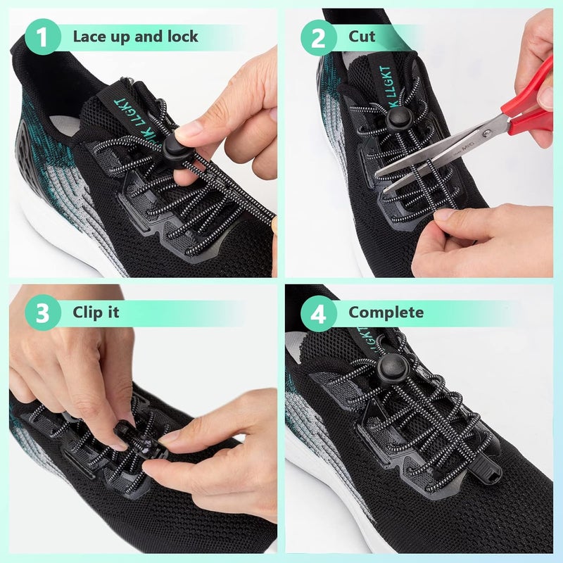 AIXMEET 1 Pair / 5 pairs No Tie Shoe Laces for adults, Elastic Shoe laces,shoelaces tieless, no tie shoelace for kids - Image 3