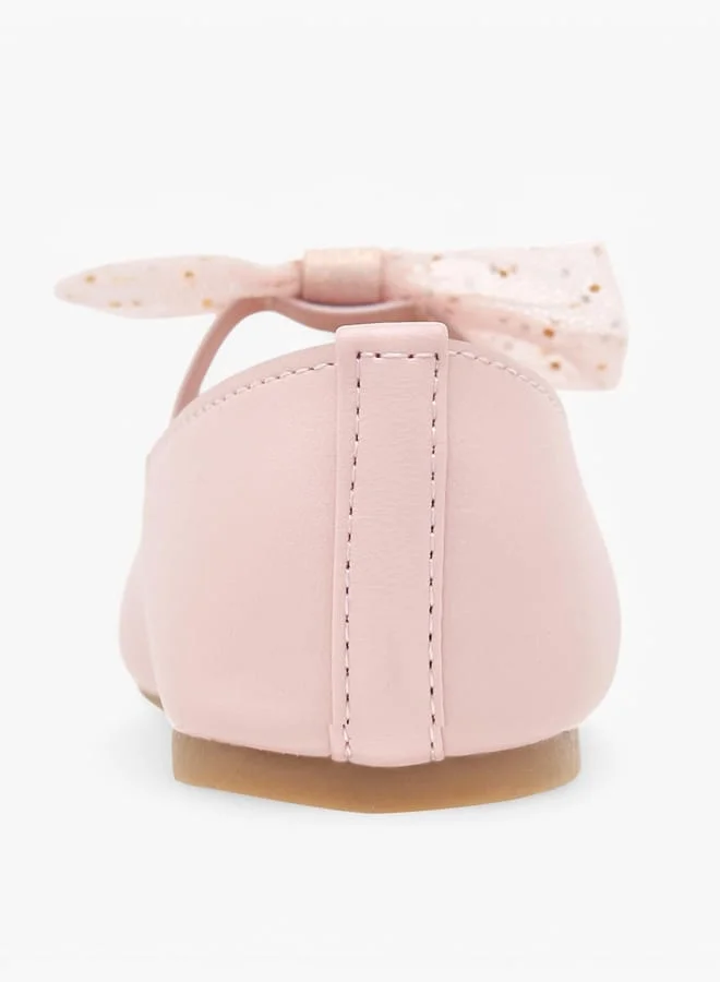 Flora Bella By Shoexpress Girls Bow Detail Ballerina Shoes with Elasticated Strap