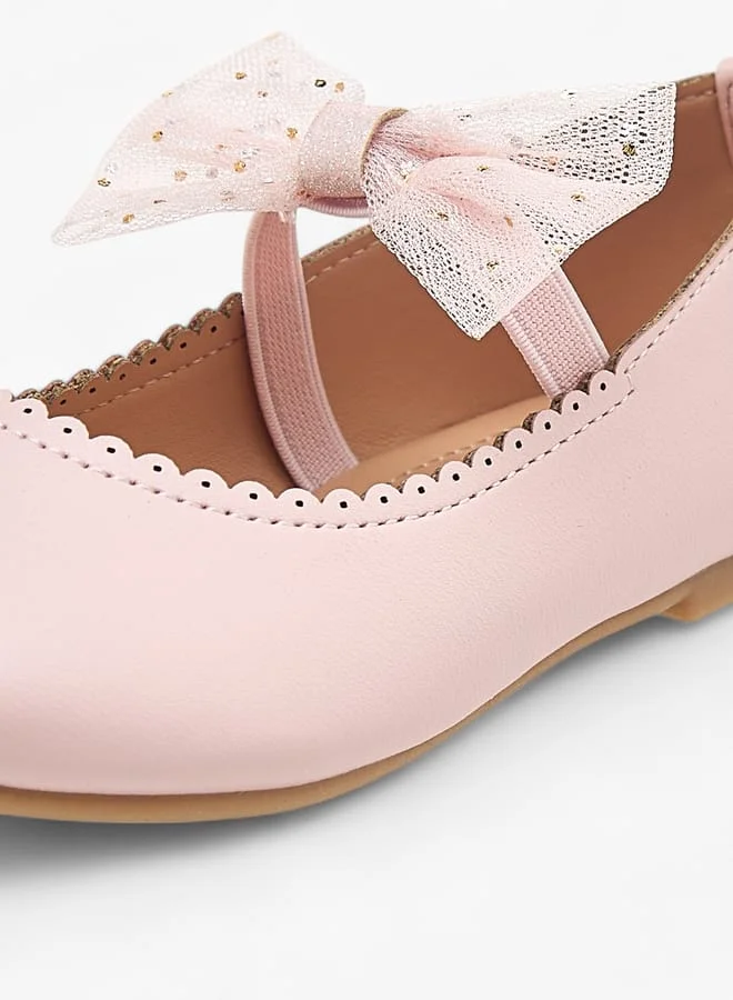 Flora Bella By Shoexpress Girls Bow Detail Ballerina Shoes with Elasticated Strap