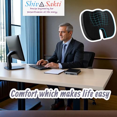 SHIVSAKTI Orthopedic Seat Cushion for Tailbone Pain Relief – Memory Foam Coccyx Cushion for Office Chair, Car & Wheelchair – Ergonomic U-Shaped Design for Sciatica, Lower Back & Coccyx Support - Image 2