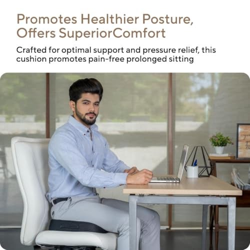 SHIVSAKTI Orthopedic Seat Cushion for Tailbone Pain Relief – Memory Foam Coccyx Cushion for Office Chair, Car & Wheelchair – Ergonomic U-Shaped Design for Sciatica, Lower Back & Coccyx Support - Image 4
