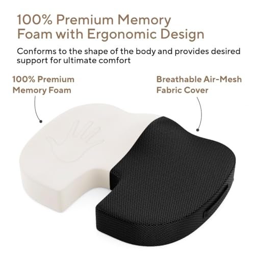 SHIVSAKTI Orthopedic Seat Cushion for Tailbone Pain Relief – Memory Foam Coccyx Cushion for Office Chair, Car & Wheelchair – Ergonomic U-Shaped Design for Sciatica, Lower Back & Coccyx Support - Image 5