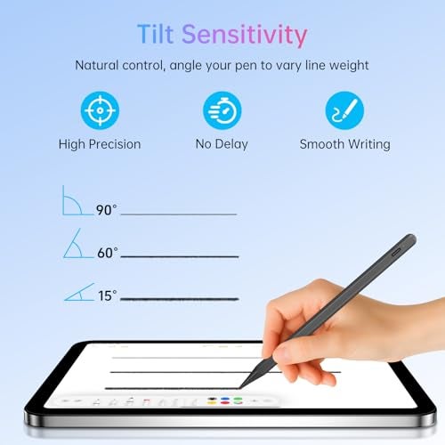 ANYQOO Stylus Pen for iPad 11th Generation, 15H Working Time Tilt Sensitivity Palm Rejection Pencil for 2018-2025 iPad A16 11/10/9/8/7/6th, Pro 11"/12.9"/13 inch M4, Air 3/4/5/M2/M3, Mini 5/6/7 A17 Pro - Image 5