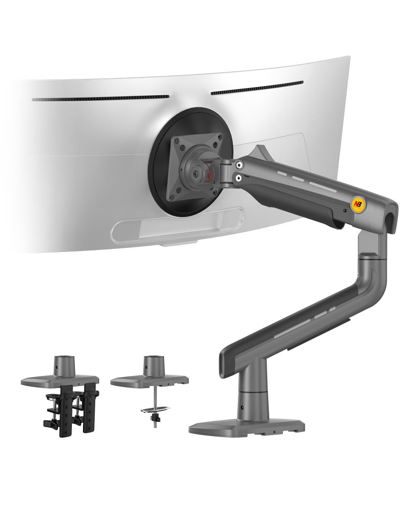 NB ERGONOMIC ذراع شاشة ألعاب NB لشاشة تصل إلى 60 بوصة تحمل 44 رطل20 كجم VESA 75100 إضاءة RGB حامل شاشة ثقيل الوزن من الألمنيوم لشاشة عريضة للغاية قابل للتعديل في الارتفاع والزاوية باللون الرمادي والأسود - Image 2