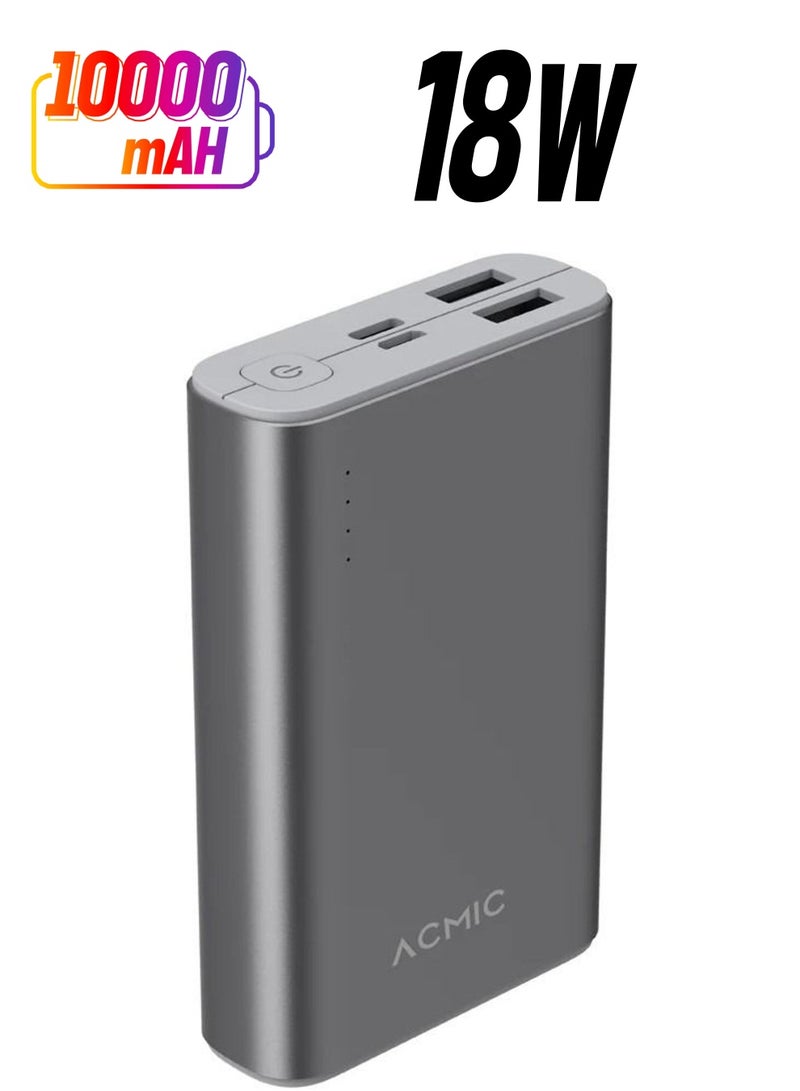 ACMIC 10000mAH Mini Metal Power Bank Portable PD 18w Fast Charge - Image 1
