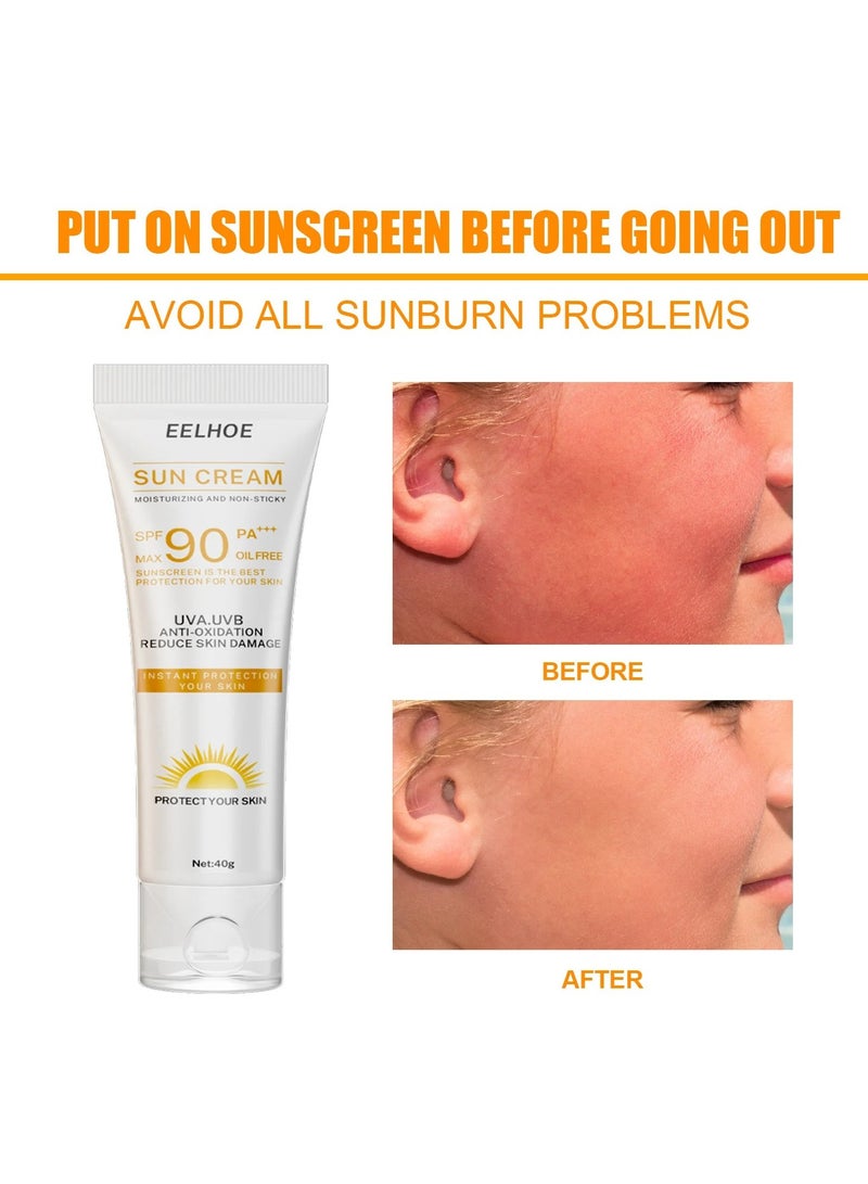 EELHOE Sun Protection Cream. Easy To Absorb Instant Facial Solar Sun Block, Sun Cream With Light And Non-greasy Texture, Sun Protection Gel Isolation Lotion Suitable For Sensitive Skin, (40g) - Image 4
