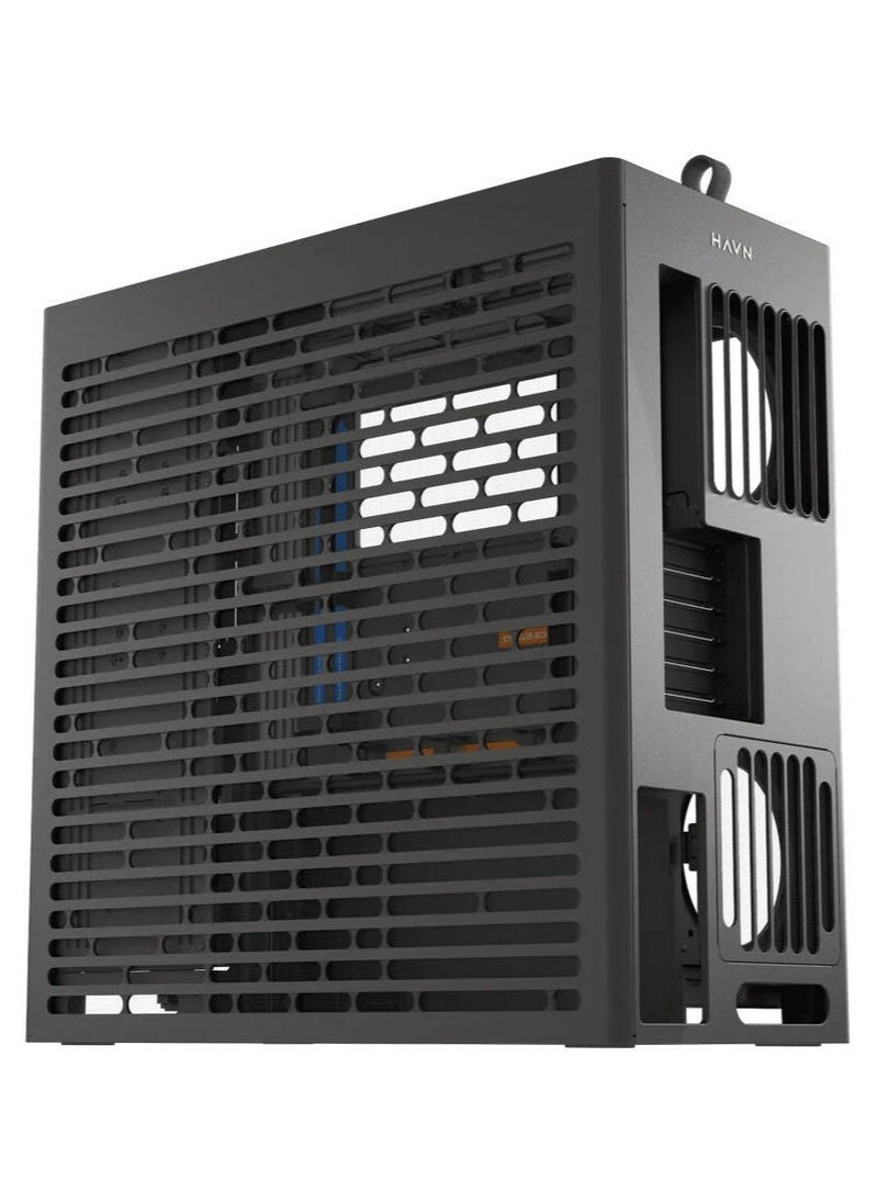 ماركة غير محددة - علبة كمبيوتر HAVN HS 420 E-ATX Mid Tower VGPU Edition، مشعاعات تصل إلى 420 مم، 11 دعامة مروحة، صفائح معدنية SGCC، زجاج مقسّى، ABS، سبيكة زنك، مغناطيس NdFeB، أسود | HVN-CA-HS420-08 - Image 1