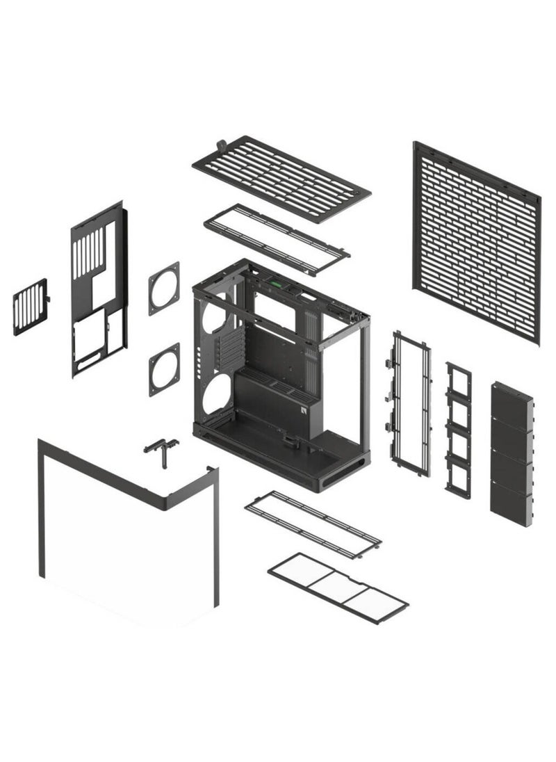 ماركة غير محددة - علبة كمبيوتر HAVN HS 420 E-ATX Mid Tower VGPU Edition، مشعاعات تصل إلى 420 مم، 11 دعامة مروحة، صفائح معدنية SGCC، زجاج مقسّى، ABS، سبيكة زنك، مغناطيس NdFeB، أسود | HVN-CA-HS420-08 - Image 1