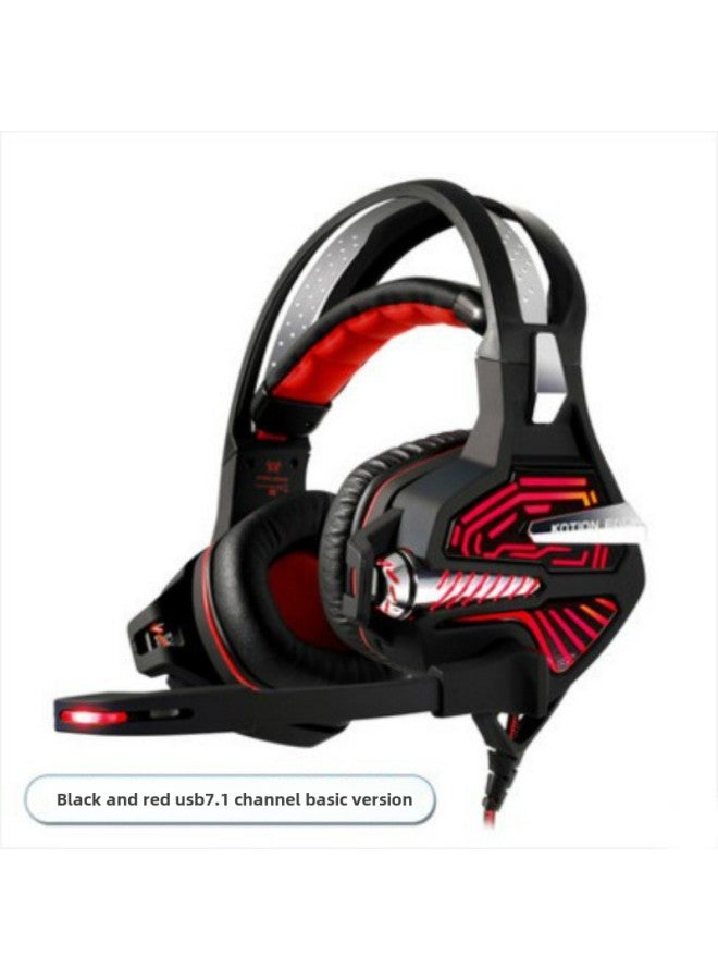 Inzhuo GS100 Video Game Vibration Headset Headset Computer Headset With Microphone Subwoofer USB7.1-Color:Gs100 Black Red (usb7.1 Channel) - Image 1