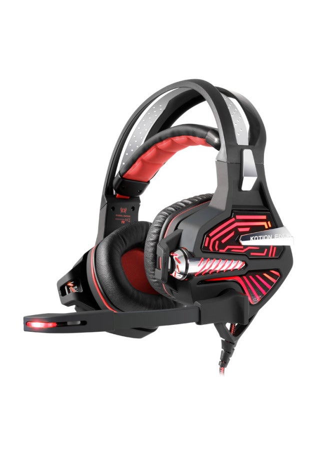Inzhuo GS100 Video Game Vibration Headset Headset Computer Headset With Microphone Subwoofer USB7.1-Color:Gs100 Black Red (usb7.1 Channel) - Image 5