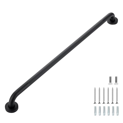 Ravinte Hardware Grab Bars for Shower 1 Pack 32Inch Anti Slip Shower Handles for Elderly Safety Shower Grab Bar Stainless Steel Handicap Grab Bars for Bathroom Black 1 Diameter - Image 1