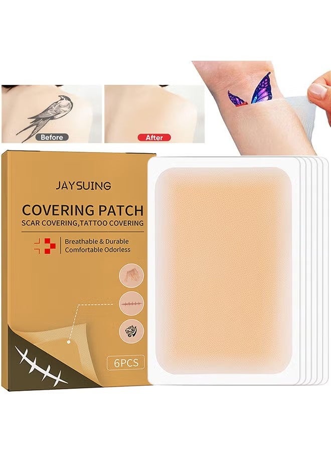 Jaysuing Tattoo Covering Up Sticker Ultra Thin Patch, Tattoo Concealing Tape Breathable And Waterproof Skin Concealing Tape Tattoo Flaw Conceal Sticker Patch Scar Cover Sticker (6PCS Skin Primary Color) - Image 1