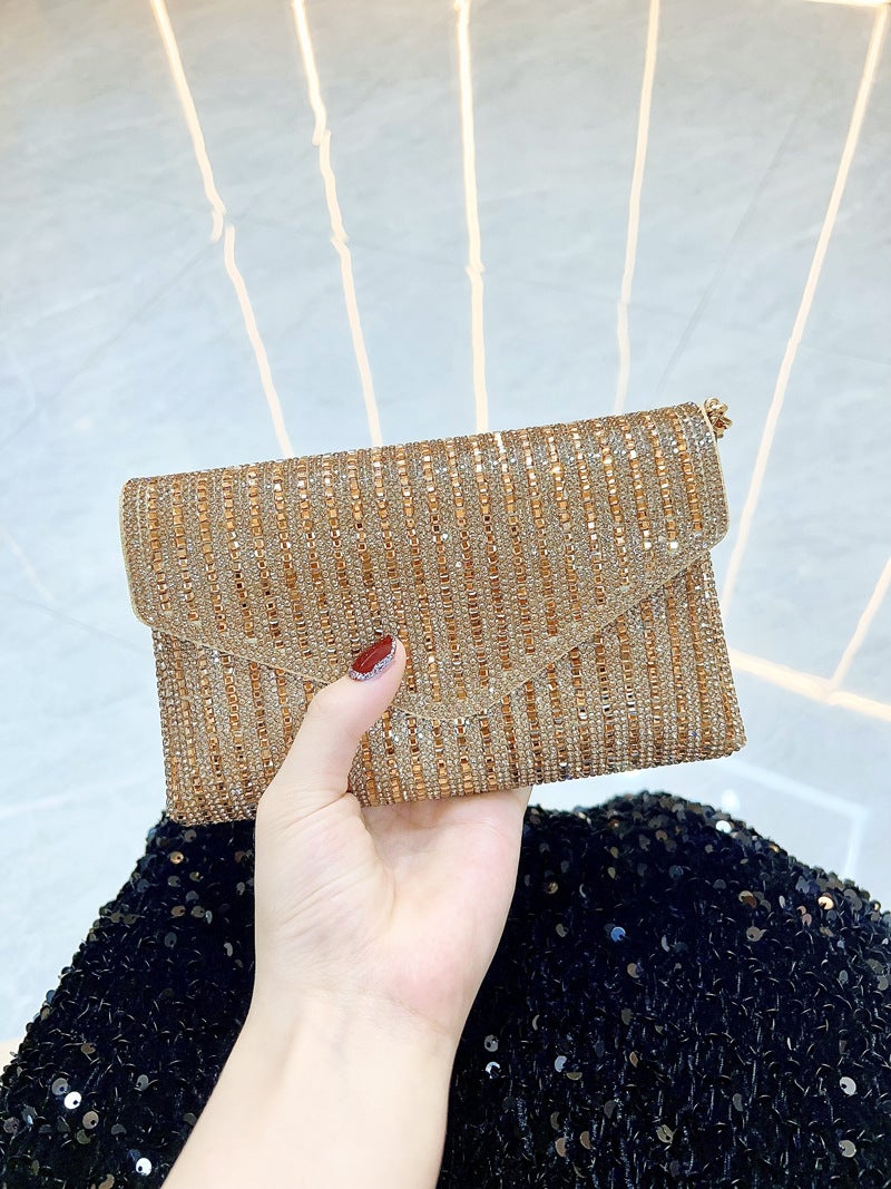 New Fashion Mobile Phone Bag Full Diamond Chain Hand-Held Small Square Bag Dinner Bag Crossbody Shoulder Underarm Bag - Image 2