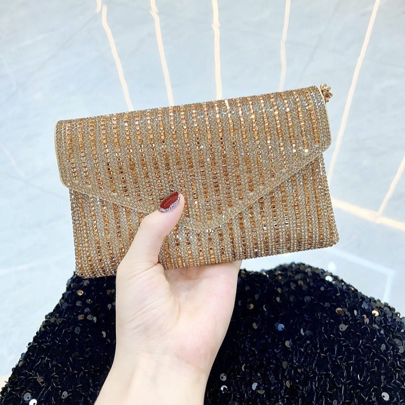 New Fashion Mobile Phone Bag Full Diamond Chain Hand-Held Small Square Bag Dinner Bag Crossbody Shoulder Underarm Bag - Image 1
