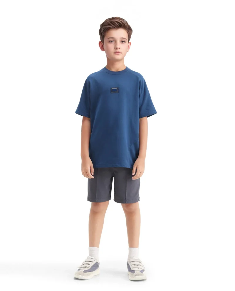 Rare Ones Rare Ones Kids Clas Dusky Grey Cotton Solid Button & Zip Closure Regular Fit Shorts