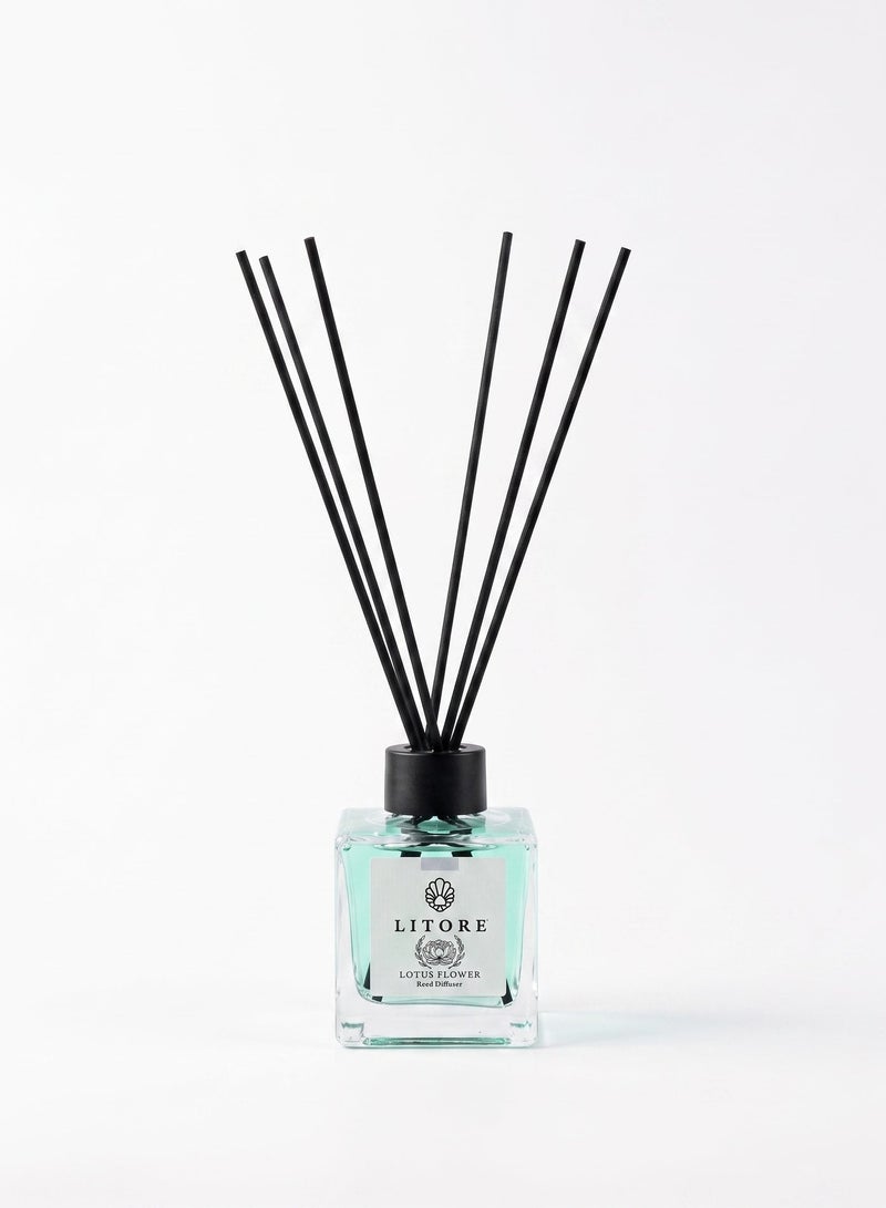 لتور ليتوري معطر منزلي بعيدان القصب - عطر زهرة اللوتس، سعة 100 مل | عطر زهري منزلي يدوم طويلاً | فواحة أنيقة للغرف - Image 2