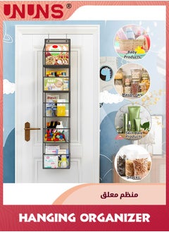 UNUNS Over The Door Hanging Pantry Organizer,5-Shelf Room Organizer With Clear Plastic Pockets,Behind The Door Storage Organizer Large Capacity Organizer for Closet Bedroom Bathroom,Grey  - Image 5