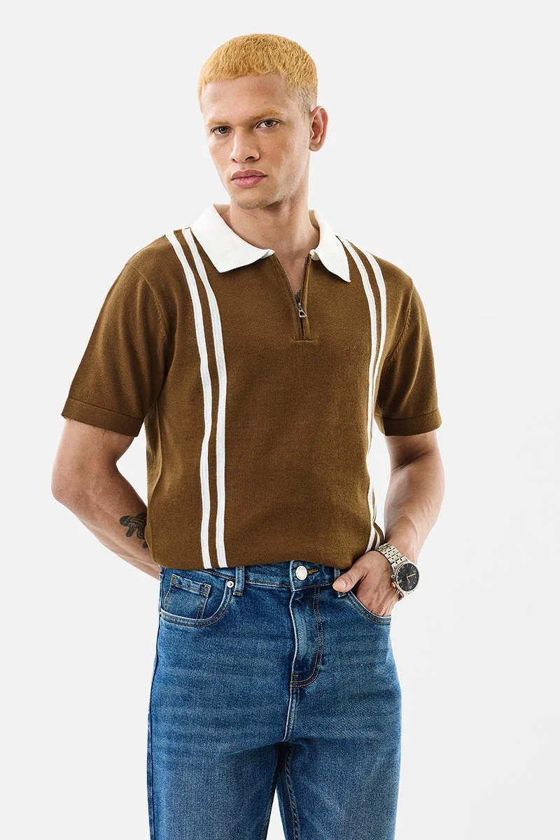 سنيتش تيشيرت بولو قطن % محبوك مسطح بقصة ضيقة