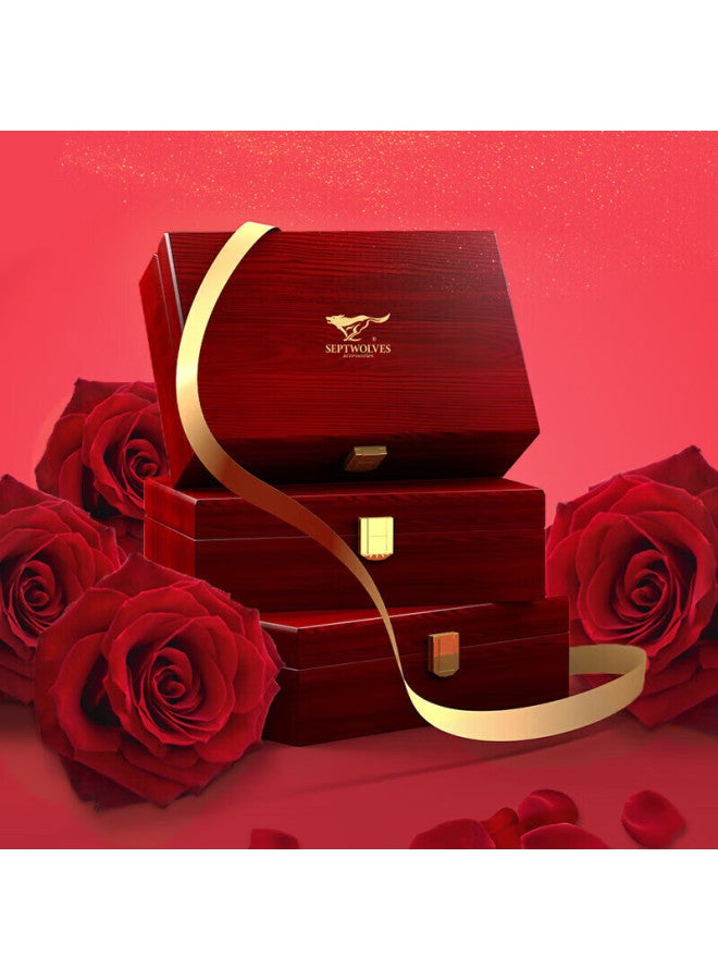 Septwolves Valentine's Day Gift Wallet Leather Belt For Men, Rosewood Gift Box, Genuine Leather Card Holder, Gift For Boyfriend Or Husband - Image 1