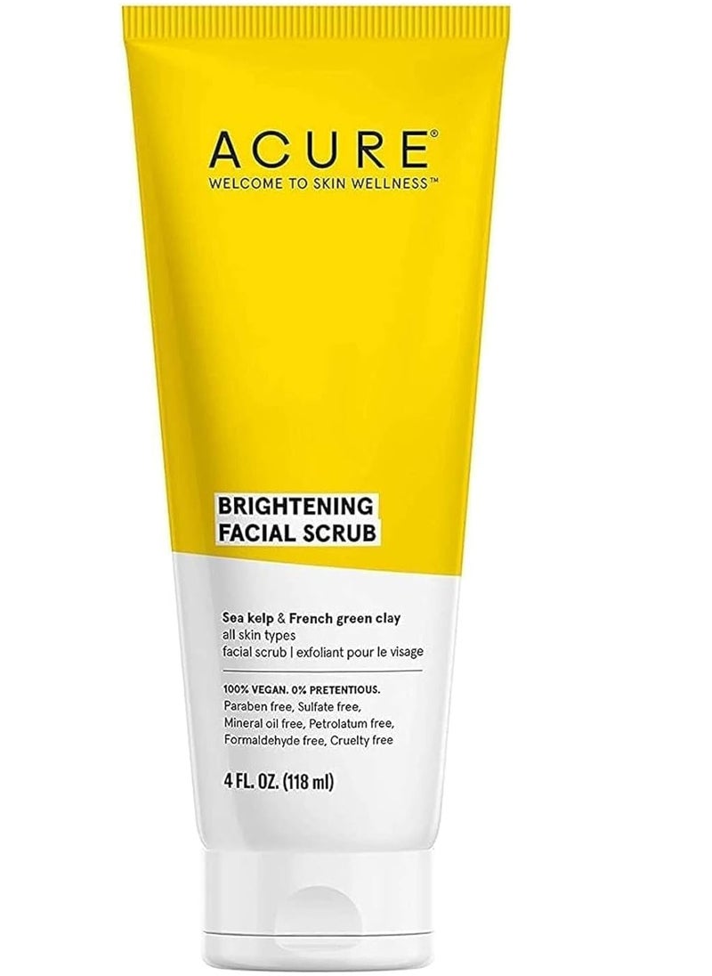 Acure Acure Brightening Facial Scrub with Sea Kelp and French Green Clay by Brilliantly, 100% Vegan, 4 fl oz/118 ml, Unisex  - Image 2