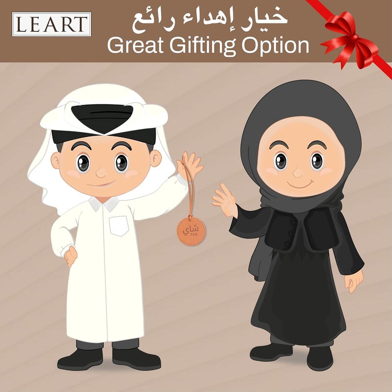 LEART Dallah Flask Tags, تعليقات الدلال - Dallah Coffee Pot, Tea and Coffee Tag | للشاي تعليقة للقهوه و تعليقة | Dallah Tag (Caramel - Set of 2) - Image 5