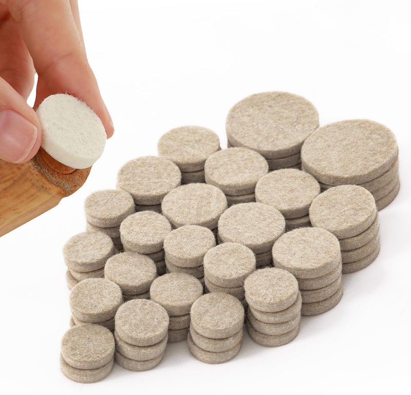 Bulfyss 80Pcs Self Sticking Round Felt Pads Non Skid Floor Protector Furniture Pad Noise Insulation Pad Floor Bumper, Beige - Image 1