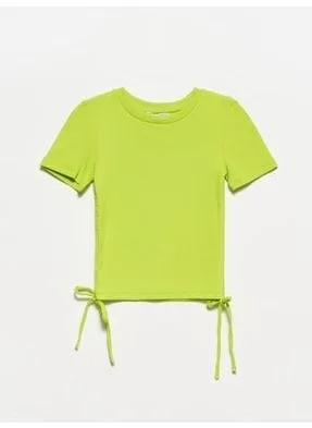 ديلفين 30117 Shirred Detail T-shirt-Lime