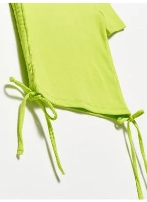ديلفين 30117 Shirred Detail T-shirt-Lime