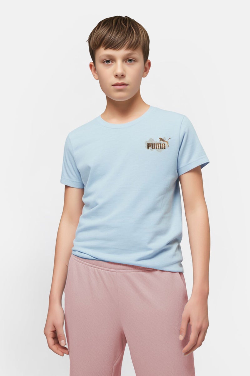 PUMA Kids Boy Sportswear Fit Short Sleeve Outdoor T-Shirt, Light Blue - Image 1