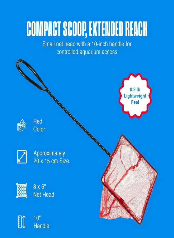 Penn Plax Penn-Plax Infra-Red Quick-Net Aquarium Fish Net - 8 x 6 in Fine Mesh, 10 in Vinyl-Covered Braided Handle - Small Aquarium Cleaning Tool for Gentle Fish Handling - Freshwater & Saltwater Tanks - Red - Image 4
