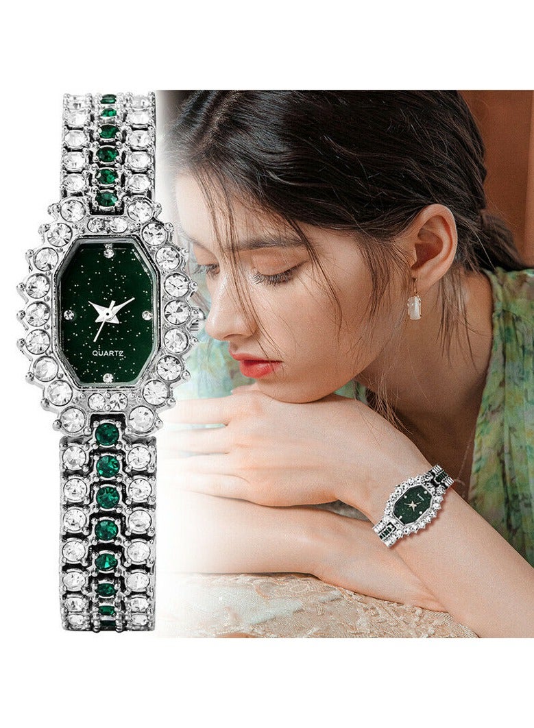 Women's Quartz Watch - Green & Silver, Gift For Women - Image 2