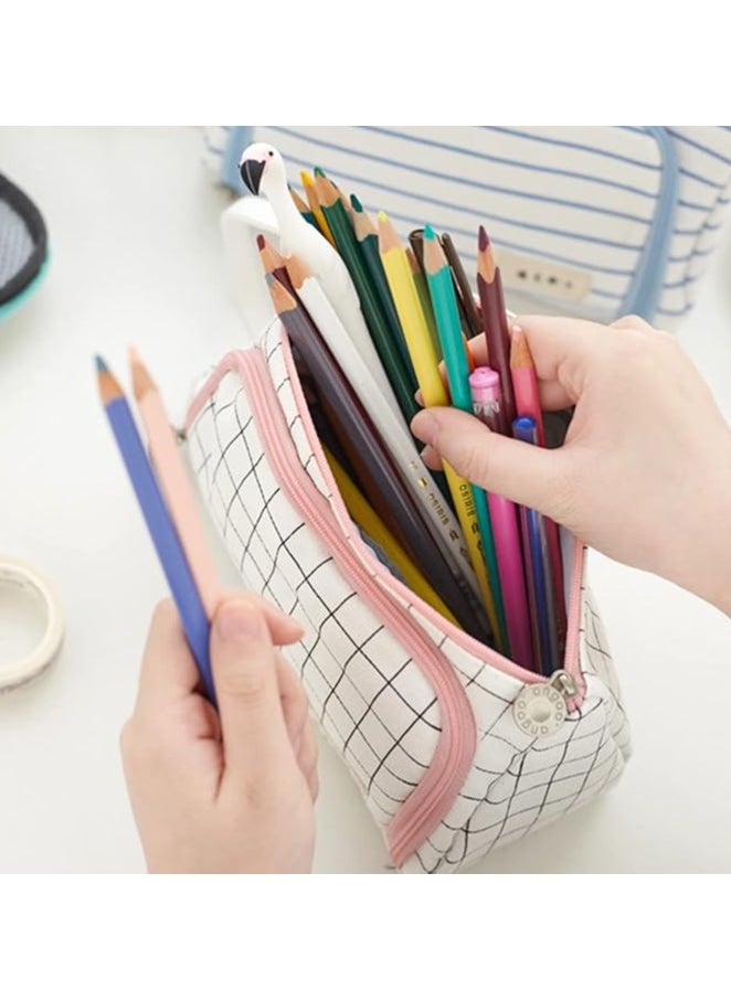 ECVV - Large Capacity Pencil Pen Case, Cute Pencil Pouch Cases Organizer with Easy Grip Handle, Pouch Pen Box Bag for Teen Girls Student Kids Gifts - Image 1