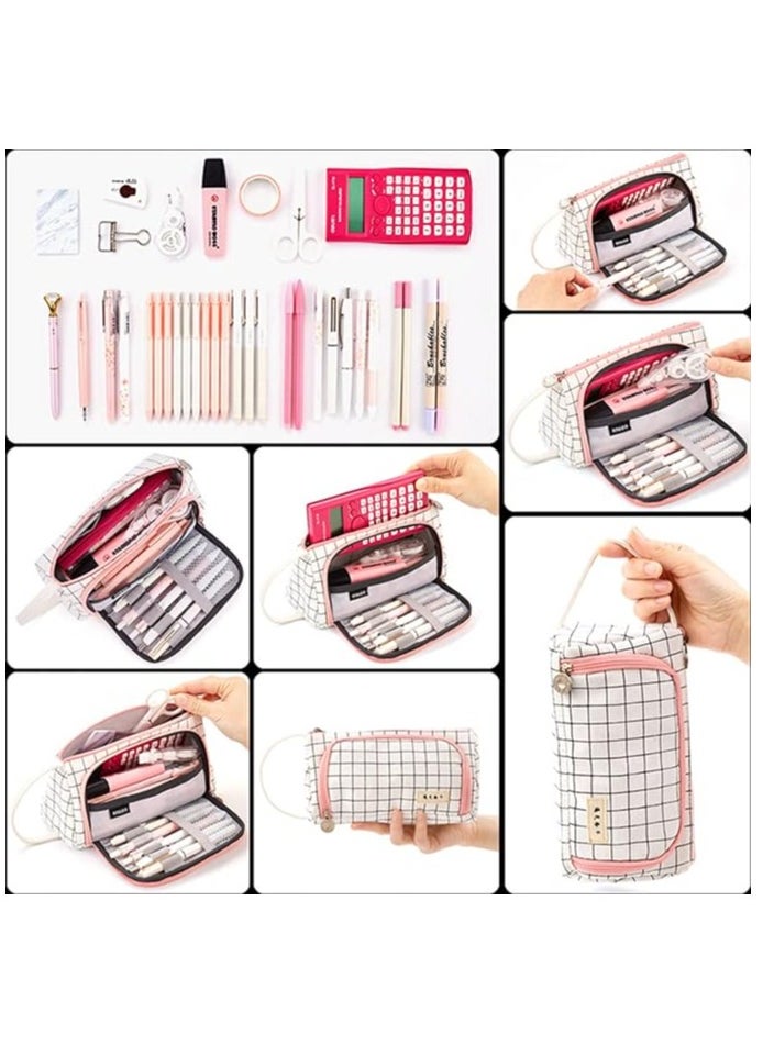 ECVV - Large Capacity Pencil Pen Case, Cute Pencil Pouch Cases Organizer with Easy Grip Handle, Pouch Pen Box Bag for Teen Girls Student Kids Gifts - Image 1