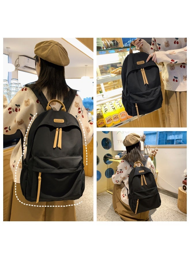 Casual Backpack, Retro Lightweight Design, Bookcase for 16-inch Laptop, Waterproof, Casual Daily Backpack, Suitable for Teenager Men and Women to School, Suitable for College Travel, Suitable for Teenager commuting to work (Black) - Image 5