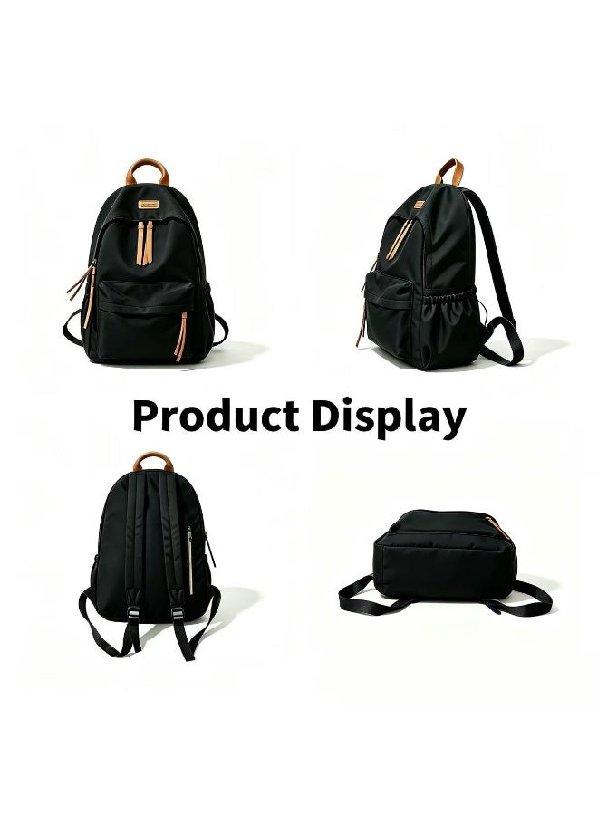 Casual Backpack, Retro Lightweight Design, Bookcase for 16-inch Laptop, Waterproof, Casual Daily Backpack, Suitable for Teenager Men and Women to School, Suitable for College Travel, Suitable for Teenager commuting to work (Black) - Image 3