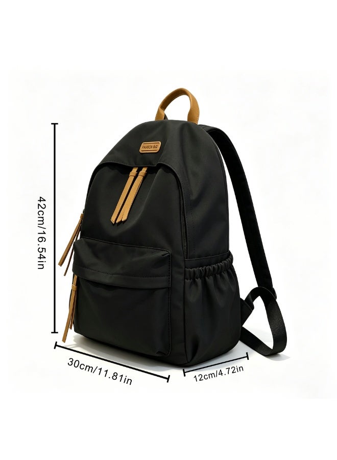 Casual Backpack, Retro Lightweight Design, Bookcase for 16-inch Laptop, Waterproof, Casual Daily Backpack, Suitable for Teenager Men and Women to School, Suitable for College Travel, Suitable for Teenager commuting to work (Black) - Image 2