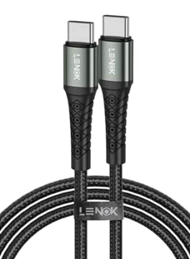 كابل شاحن USB C من LENOK بقوة 60 وات من النوع C إلى كابل Type C PD 3.0 متوافق مع iPhone 15/15 Pro/Samsung Galaxy S23/22/Z Fold/Z Flip/Google Pixel 7/MacBook Air iPad Pro/Mini iPad 10، إلخ. (1.2 متر)