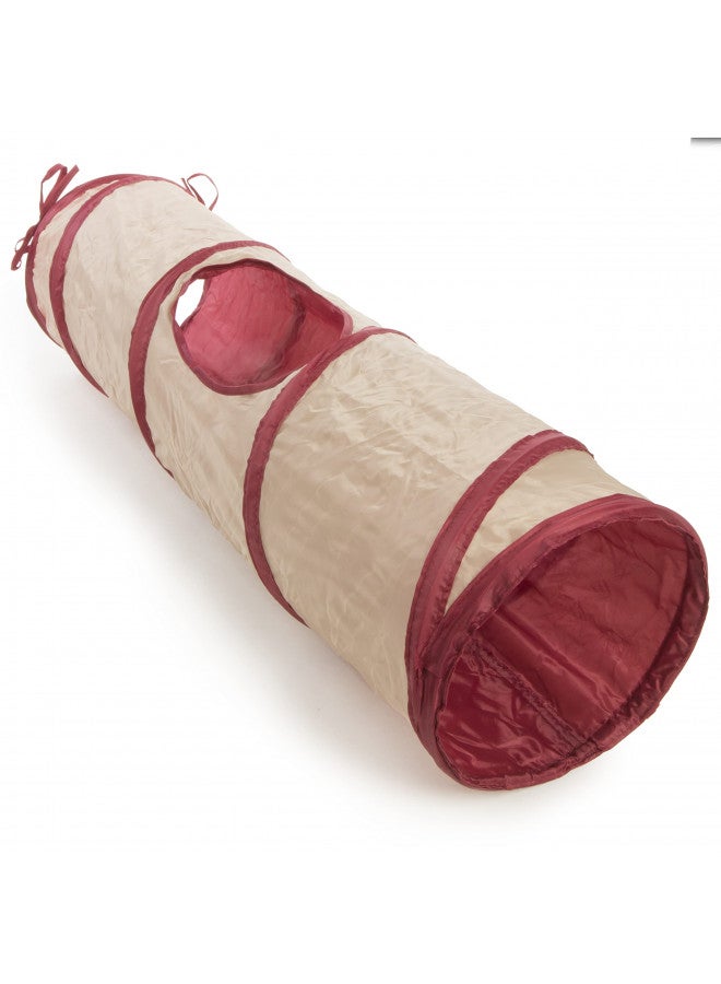 SmartyKat Crackle Chute Crinkle Activity Tunnel Cat Toy - Tan/Red, One Size - Image 1